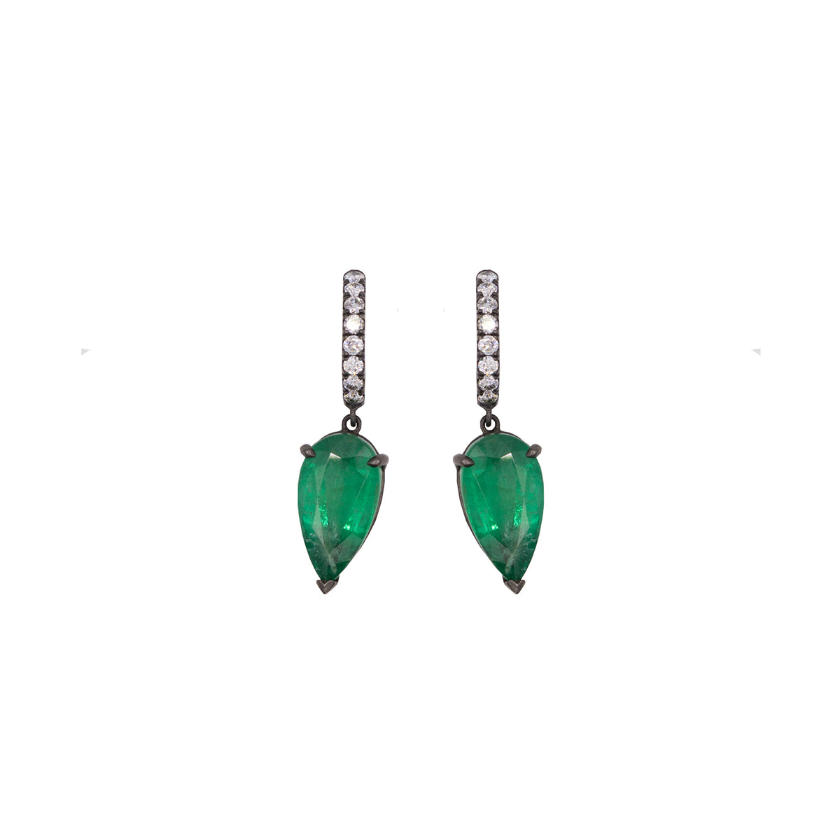 Pear Emerald Hoops
