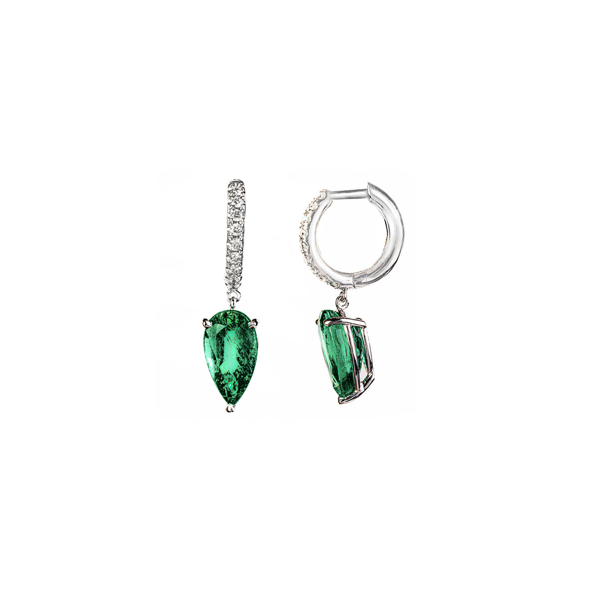 Pear Emerald Hoops