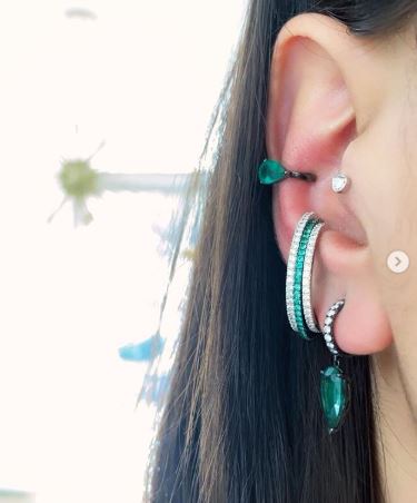 Pear Emerald Hoops