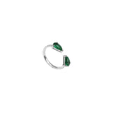 Pear on Pear Emerald Ring (White Gold)