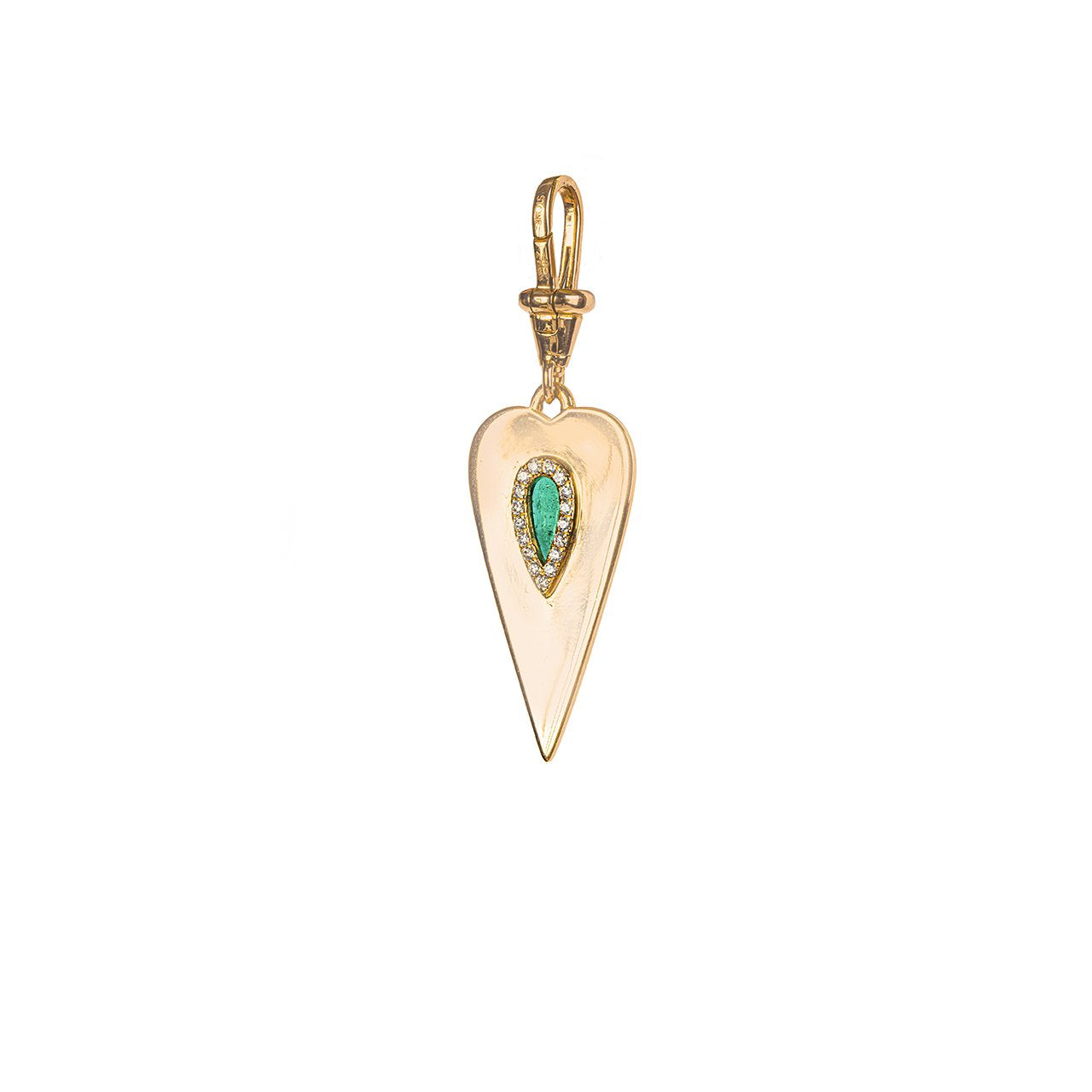 Heart Charm With Emerald