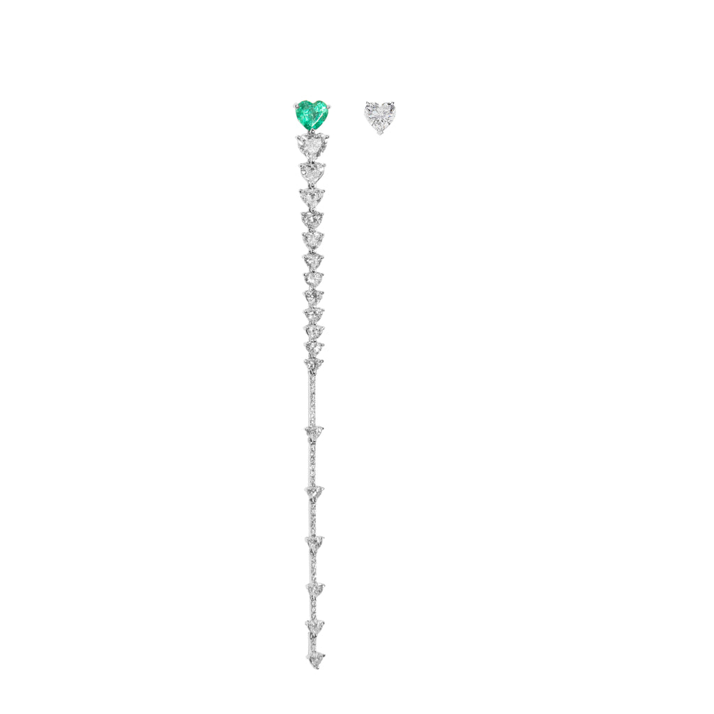 Green Heart Emerald Diamond Earring