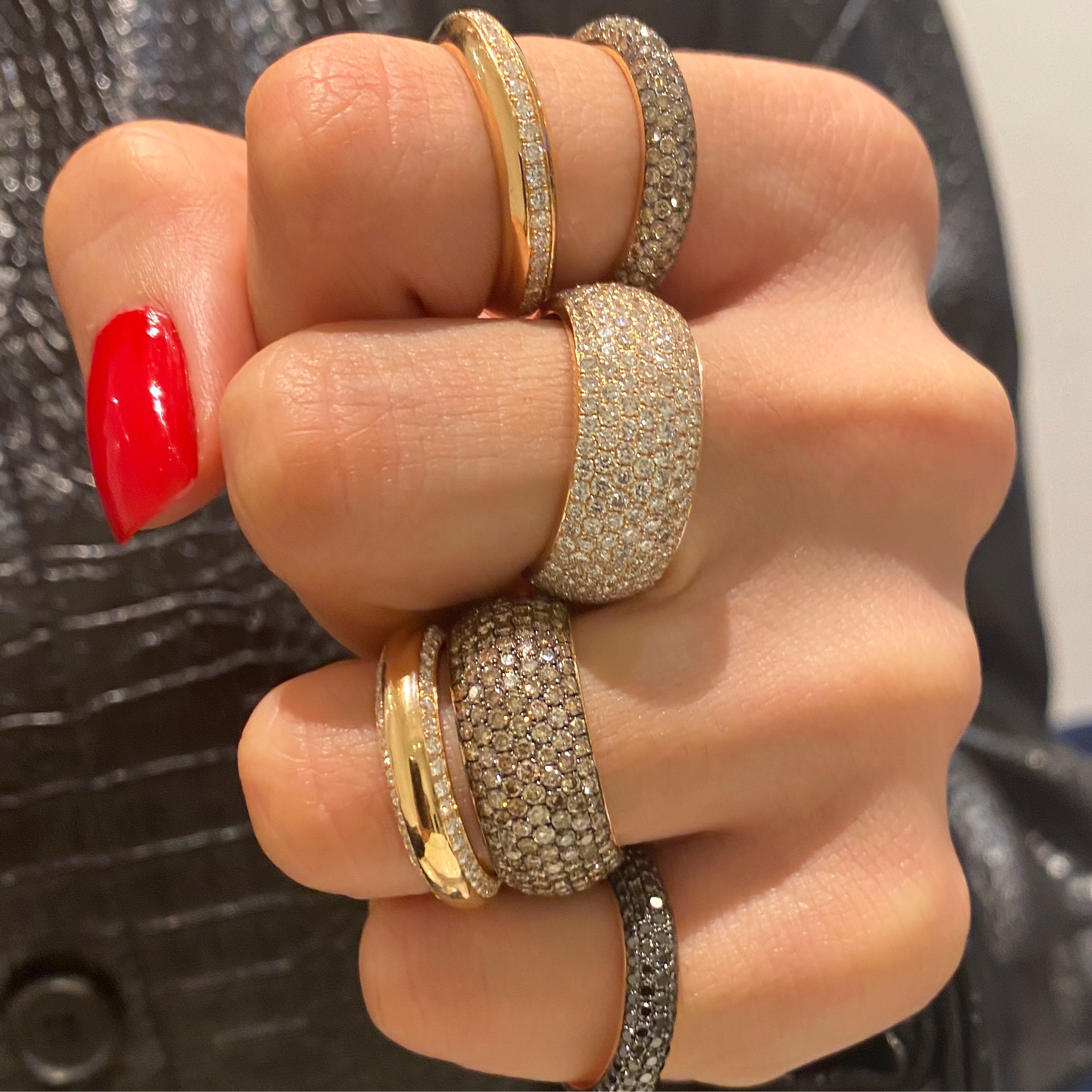 Thin Black Dome Diamond Ring