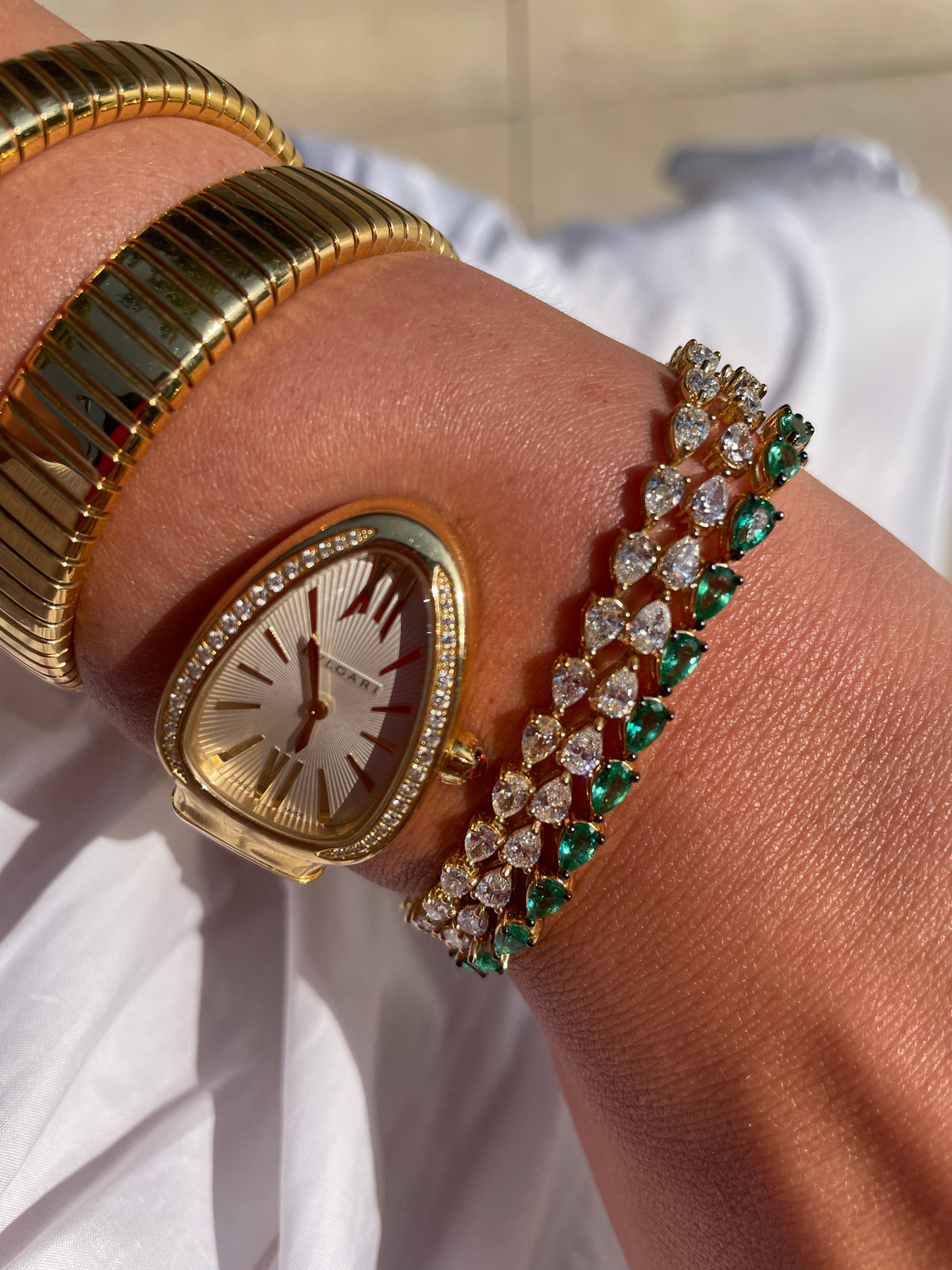 Emerald Pear Tennis Bracelet