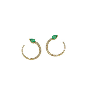 Emerald & Diamond Round Earring