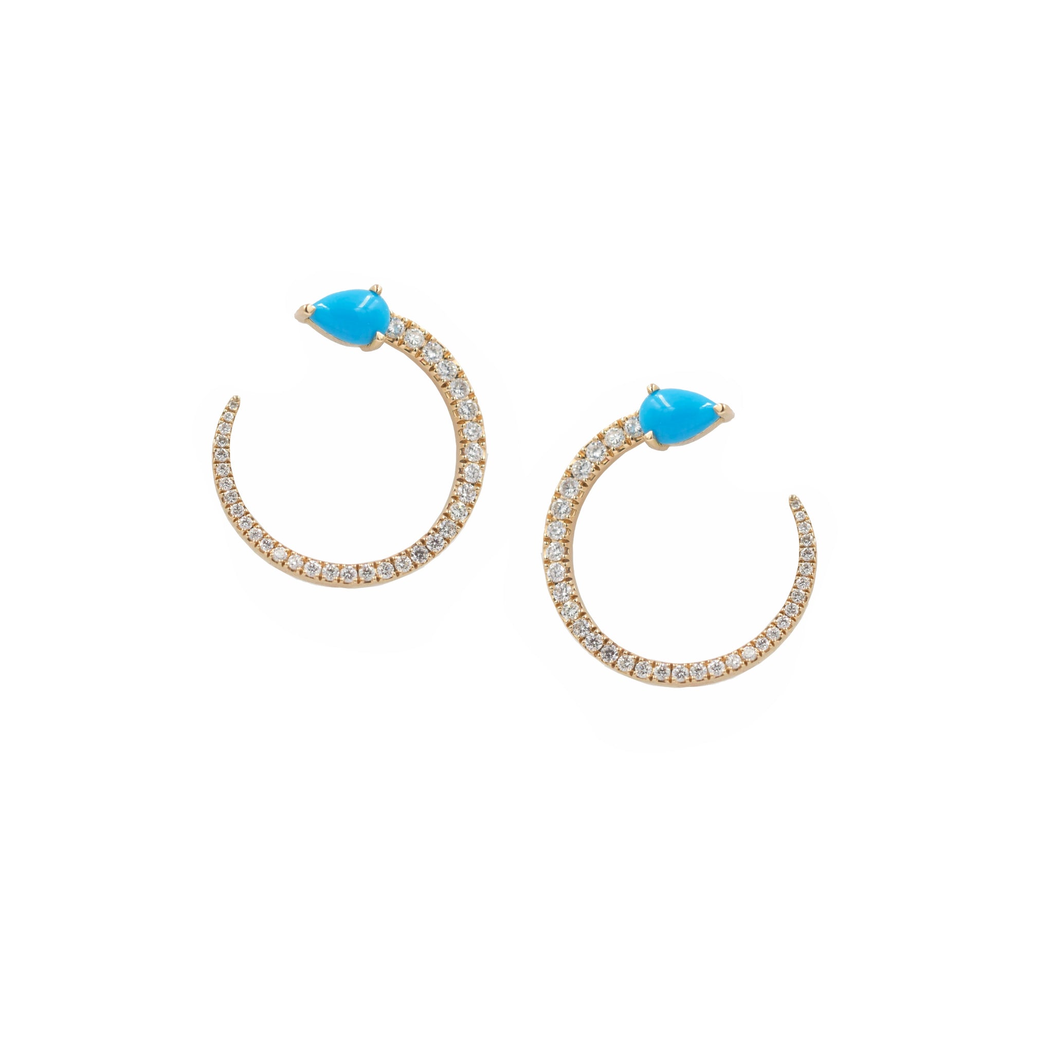 Turquoise & Diamond Round Earring