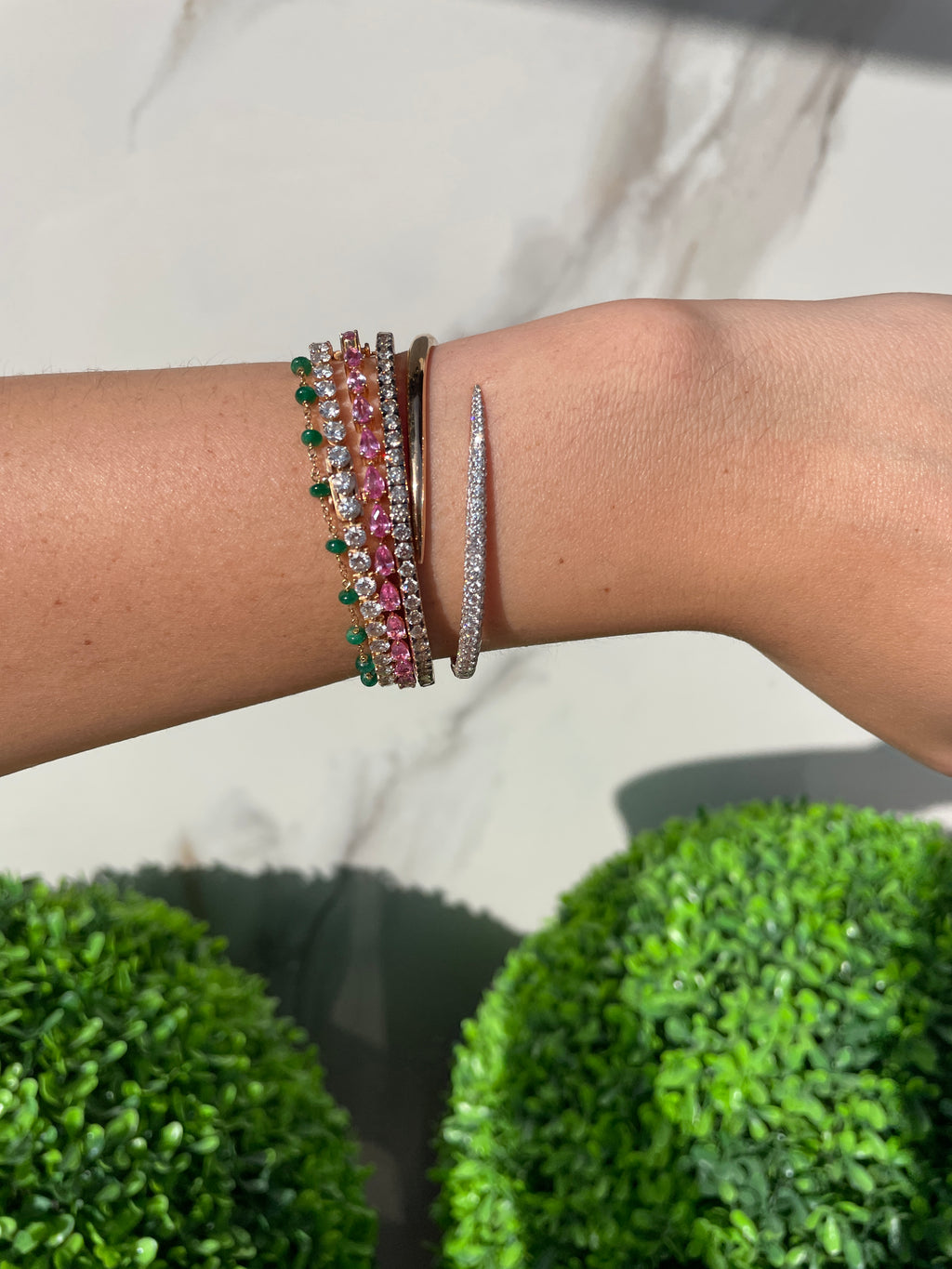 Pink Sapphire Pear Tennis Bracelet