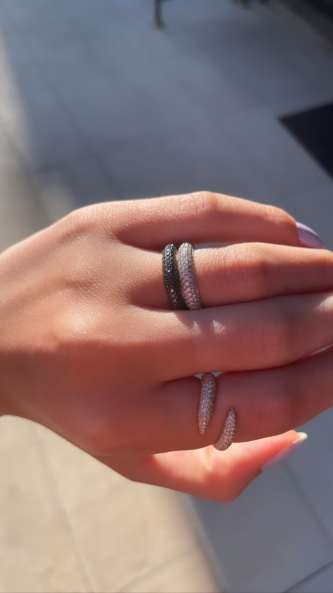 White Diamond Spiral Ring