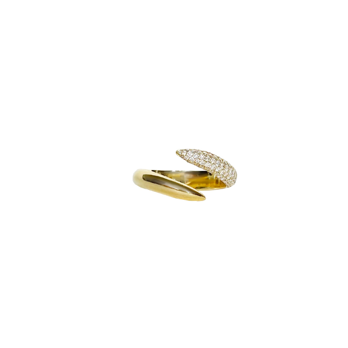 Half Spiral White Diamond Ring