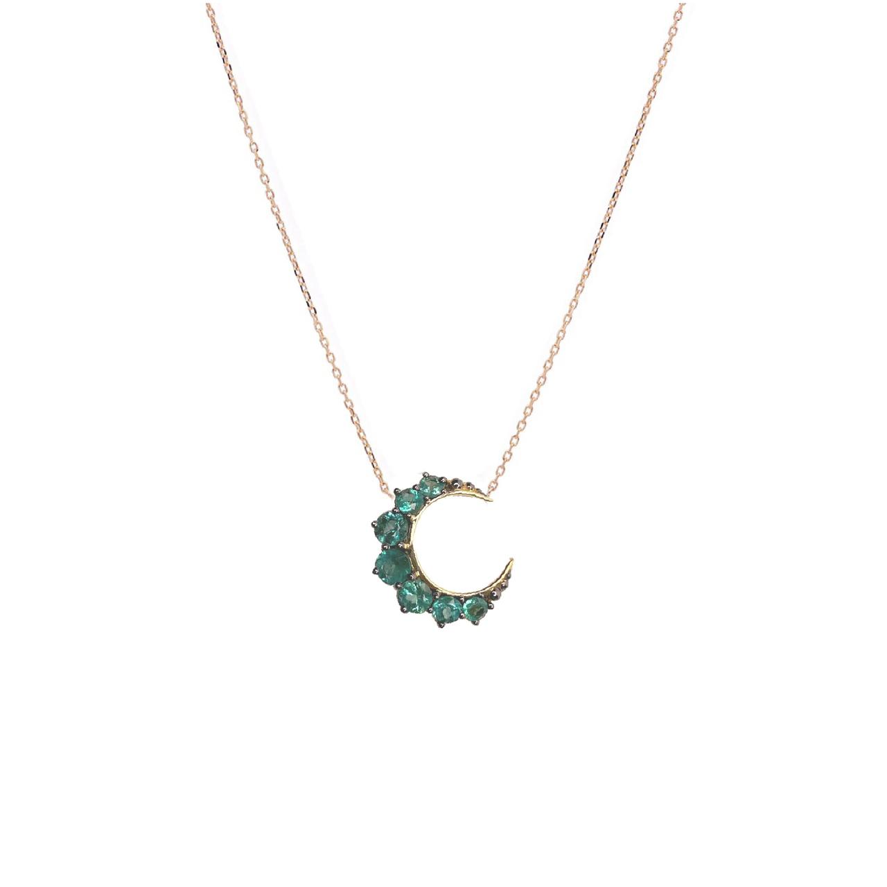 Mini Emerald Crescent Necklace