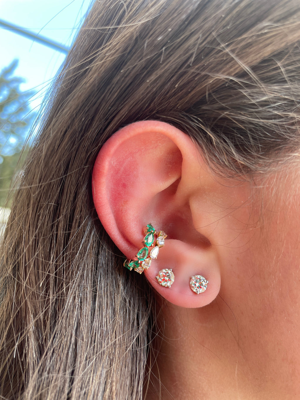 Emerald Eternity All Around Pears Earcuff