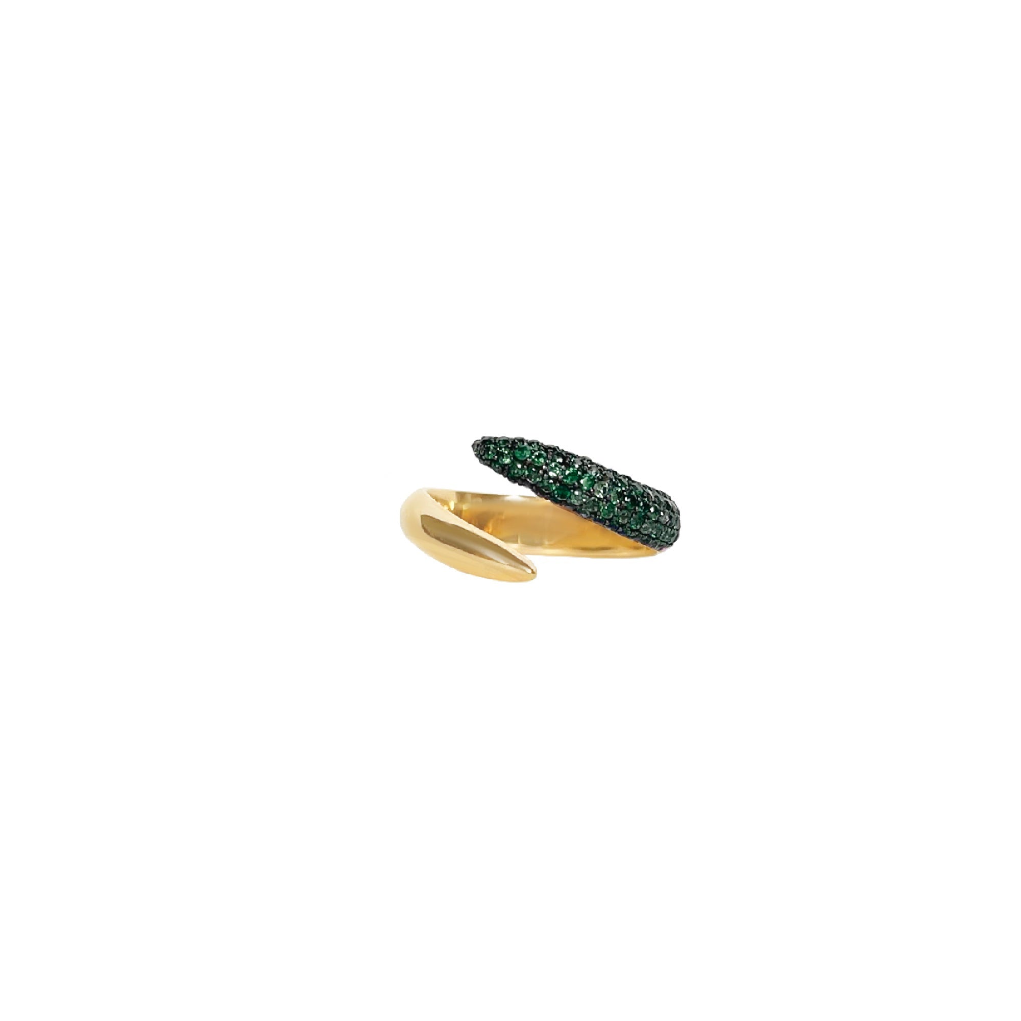 Half Spiral Emerald Ring