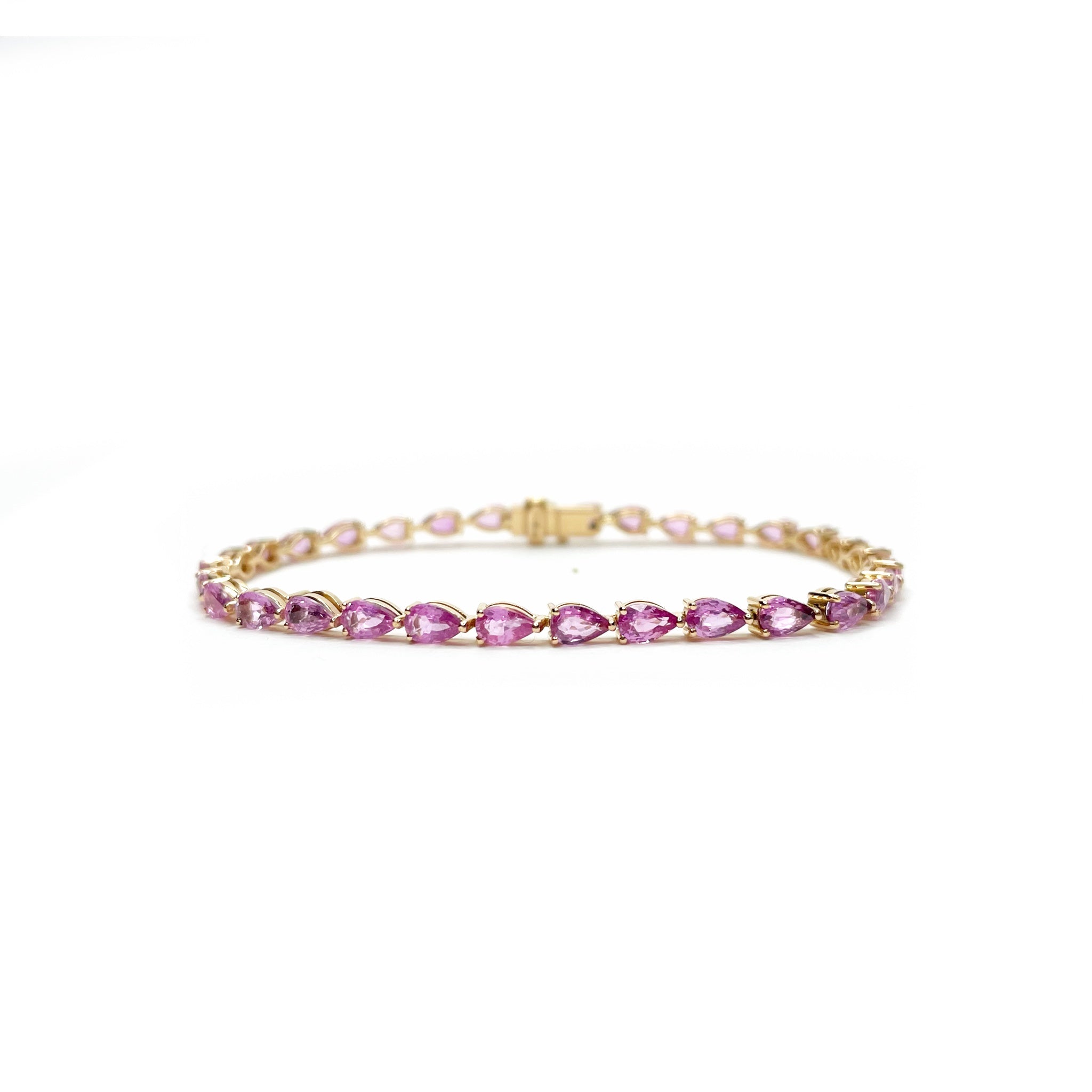 Pink Sapphire Pear Tennis Bracelet