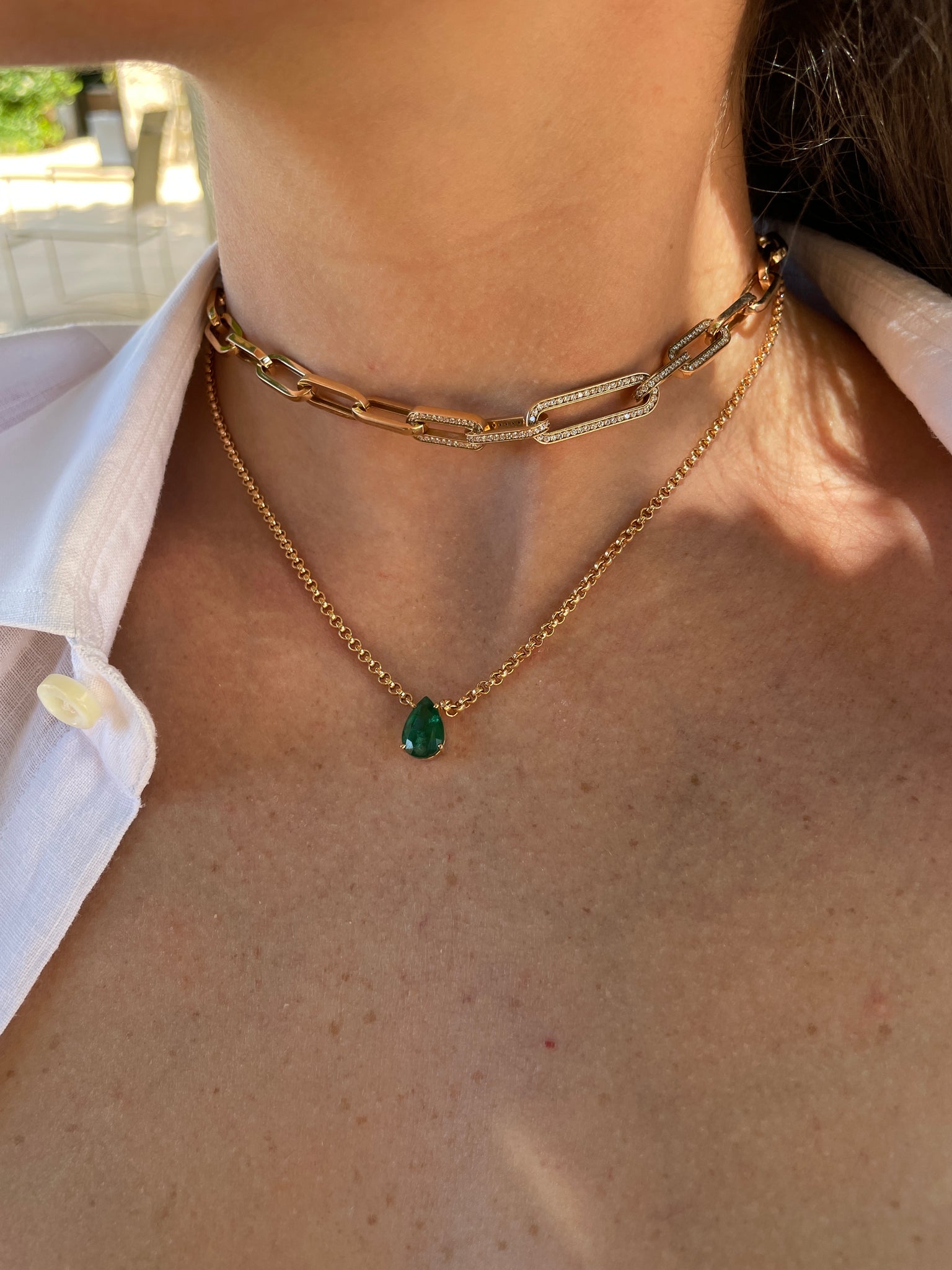 Thick Chain Emerald Pear Candy Necklace