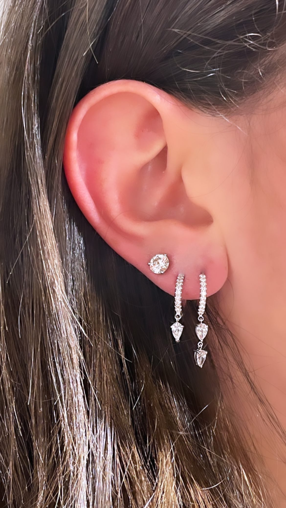 Diamond Pears Two Droplets Hoop