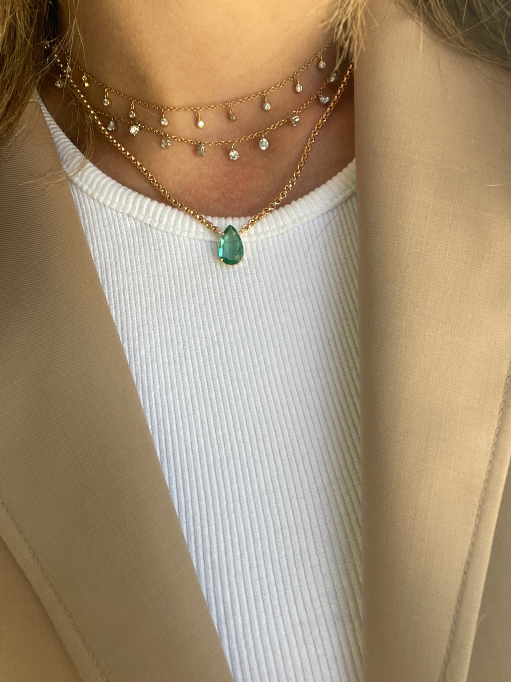 Thick Chain Emerald Pear Candy Necklace