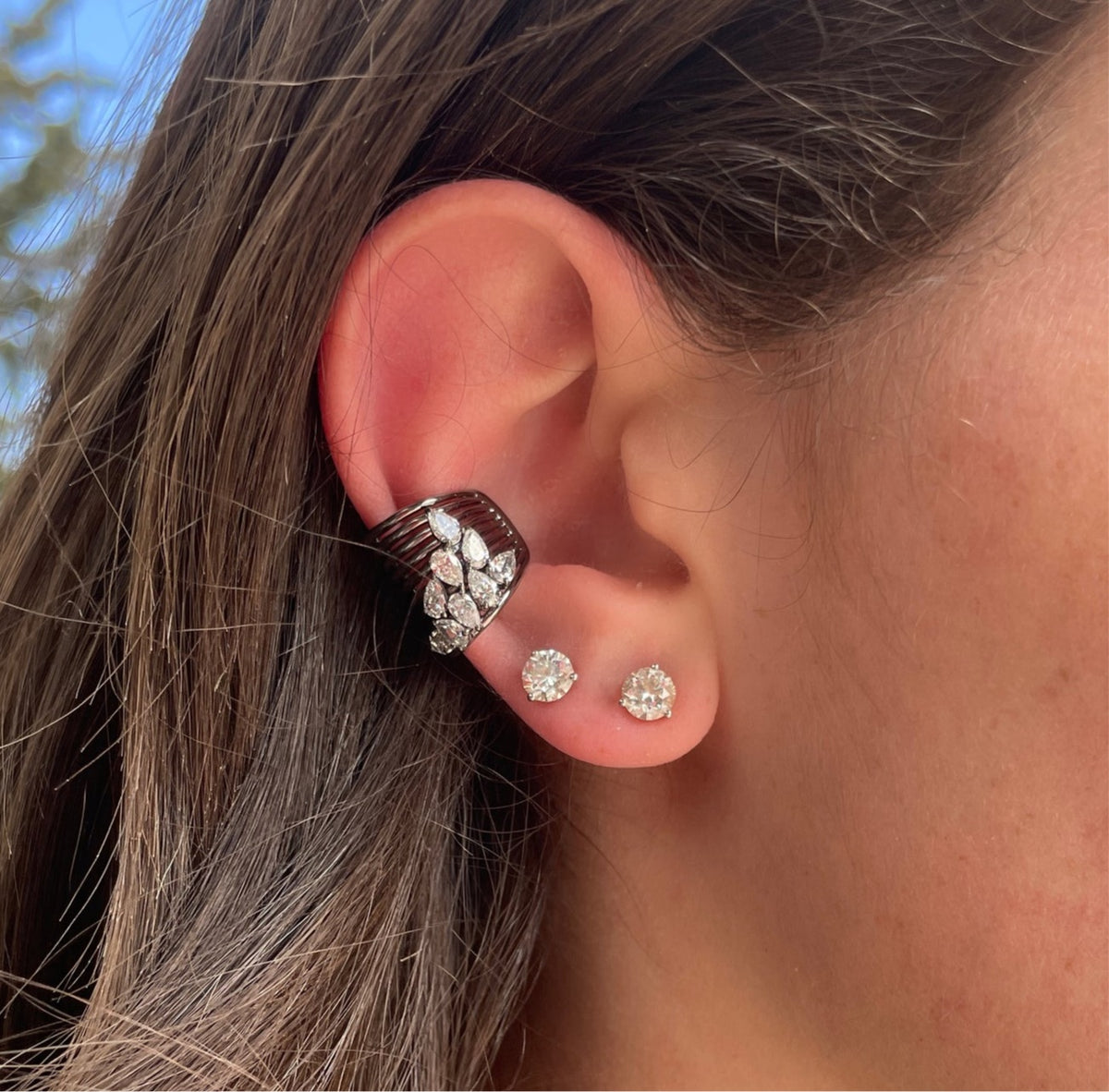 Diamonds Cluster Pears Earcuff