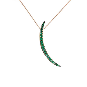 Emerald Elongated Crescent Necklace