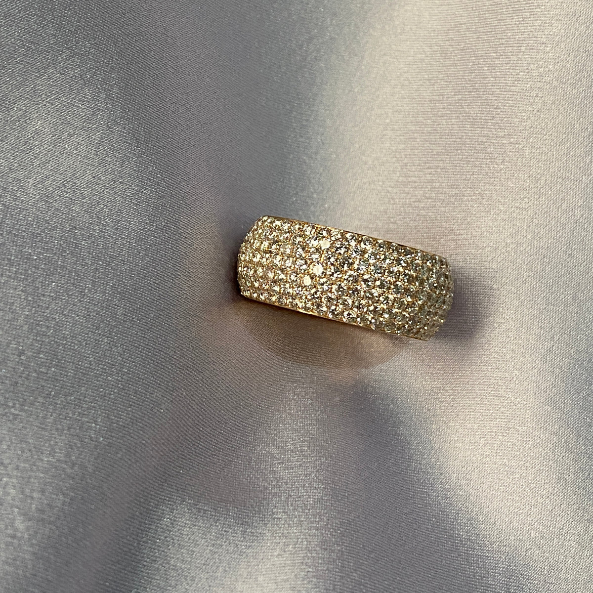 Seven Row White Diamond Dome Ring