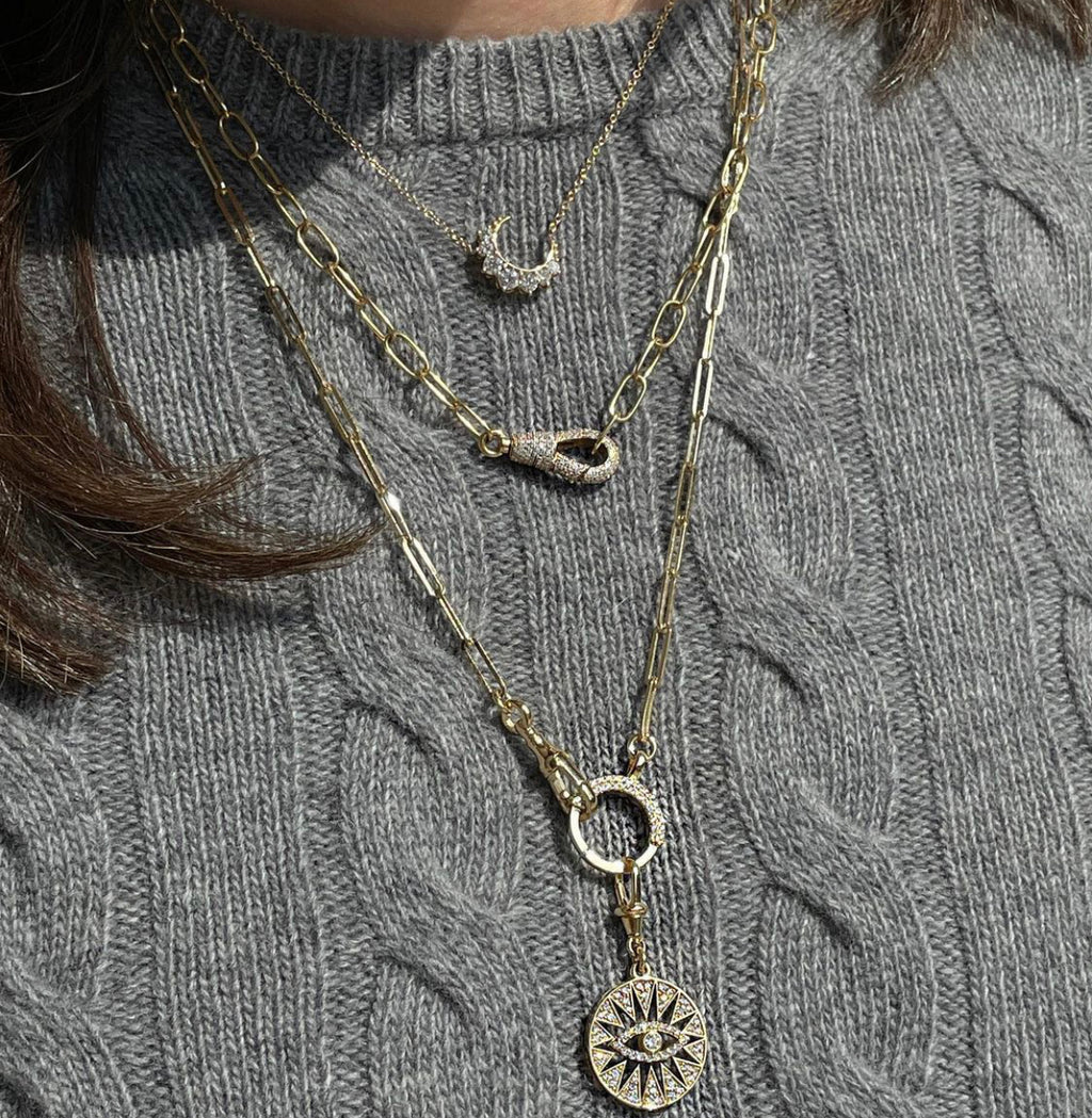 Mini White Diamonds Crescent Necklace