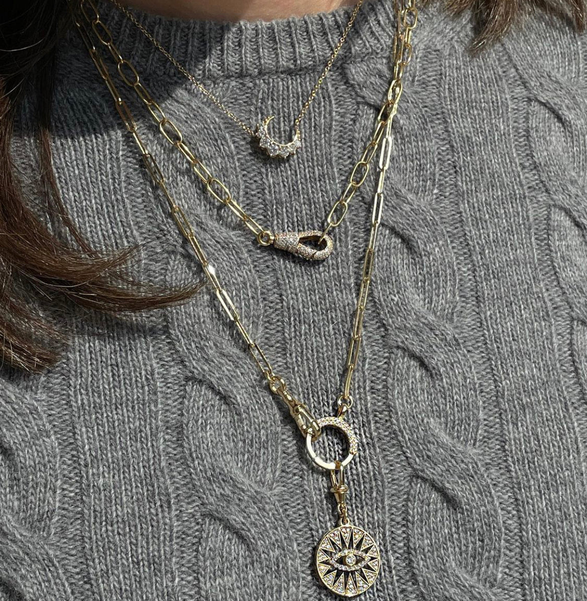 Mini White Diamonds Crescent Necklace