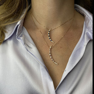Sapphire & Diamonds Crescent Necklace