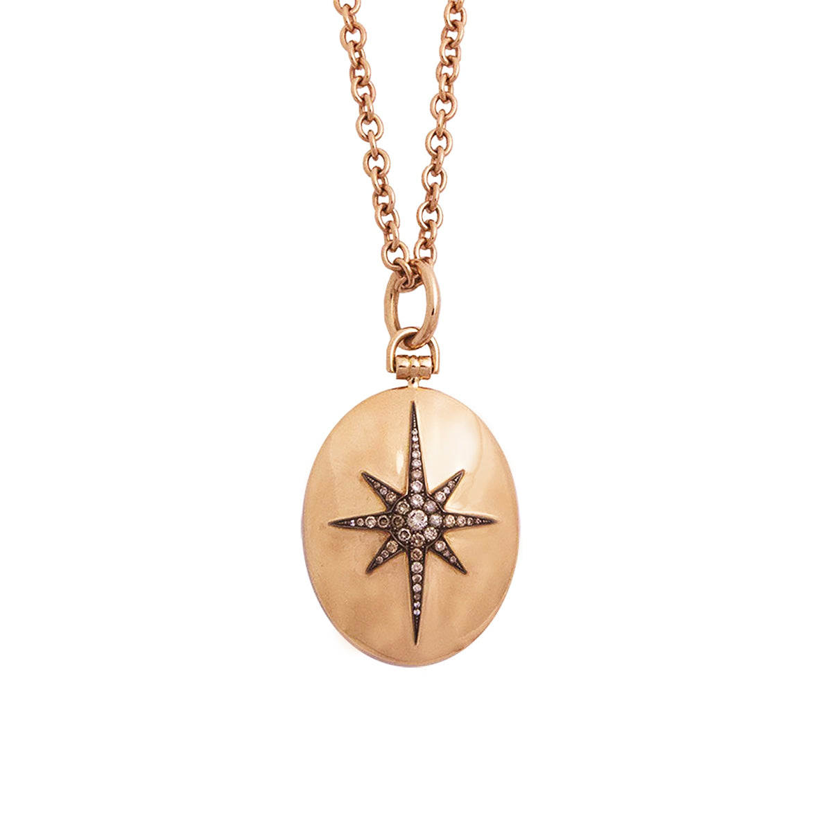 Thick North Star Locket Long Pendant