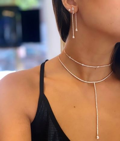 Long Pear Diamond Sliding Choker