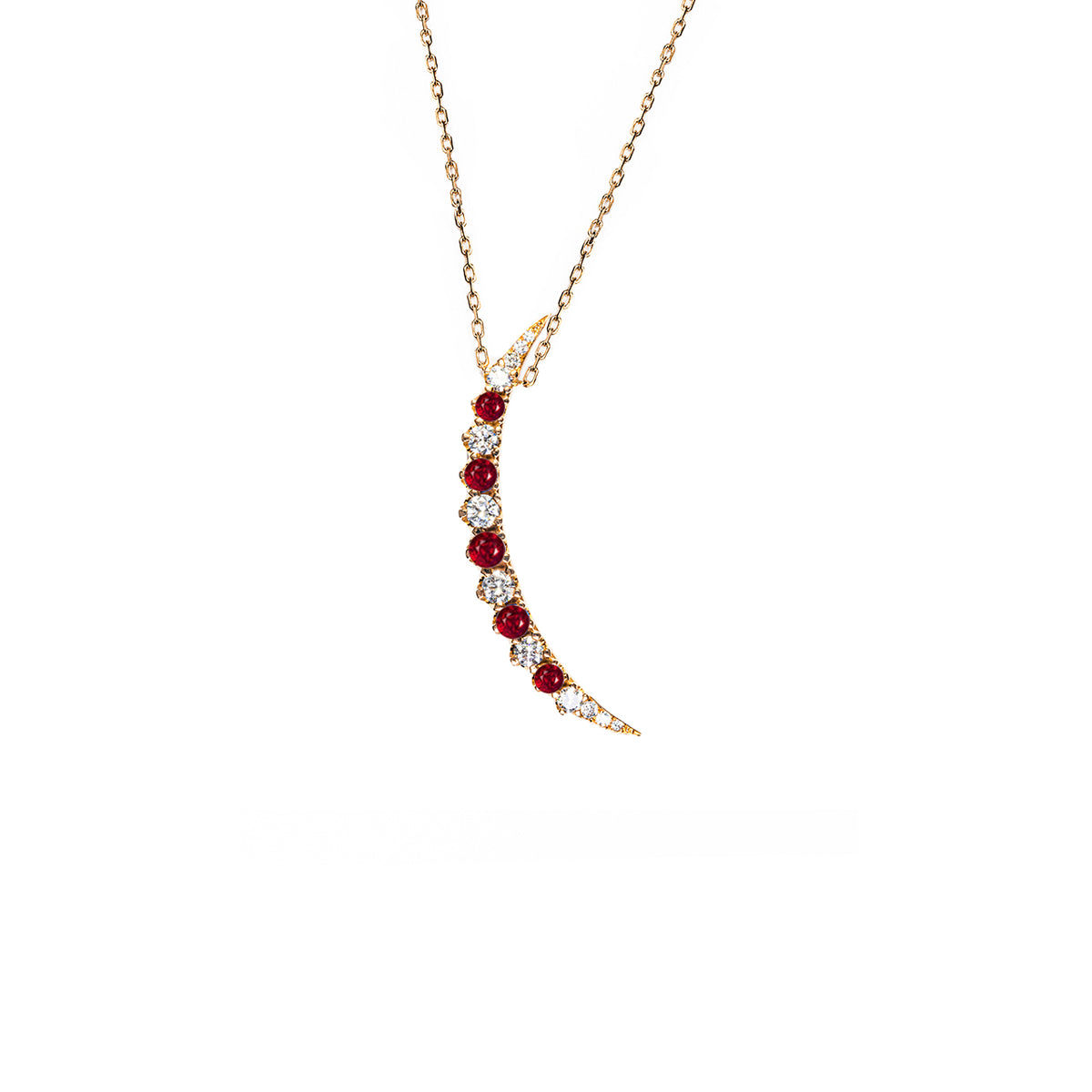 Ruby & Diamonds Crescent Necklace