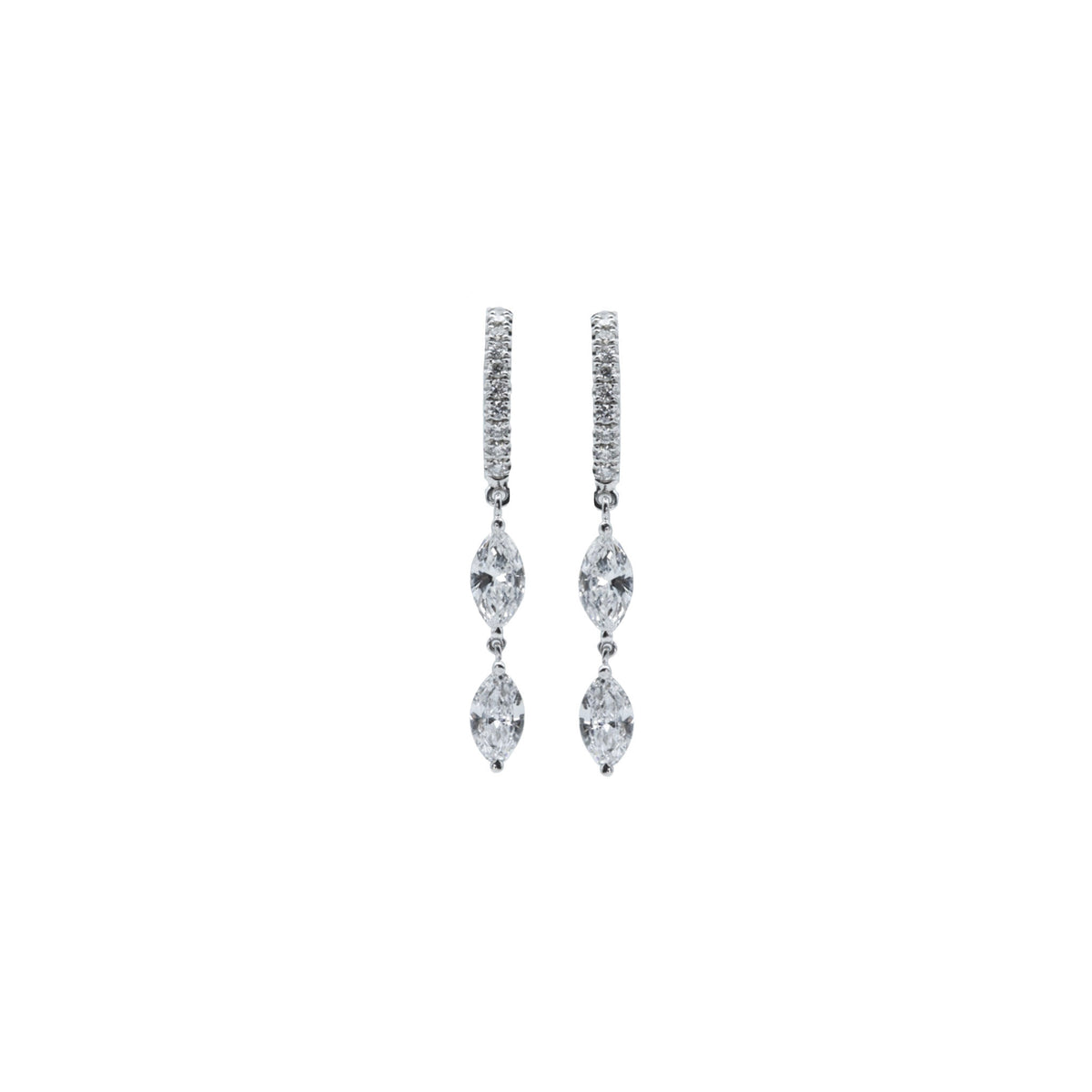 Diamond Marquise Two Droplets Hoop