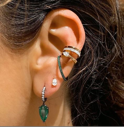 Pear Emerald Hoops