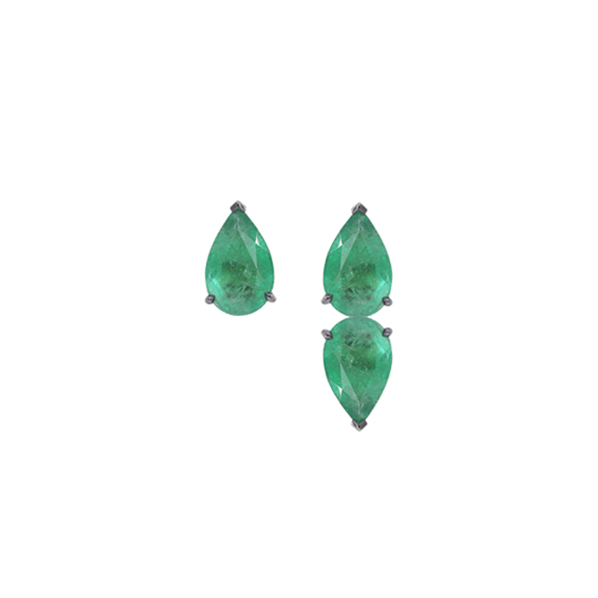 Emerald Pear Stud with Pear on Pear Emerald Earring