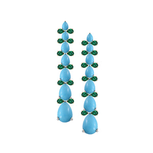 Turquoise with baby emeralds earrings