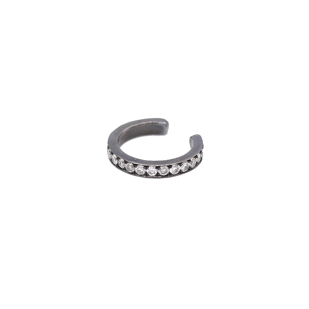 White Diamond on Black Earcuff