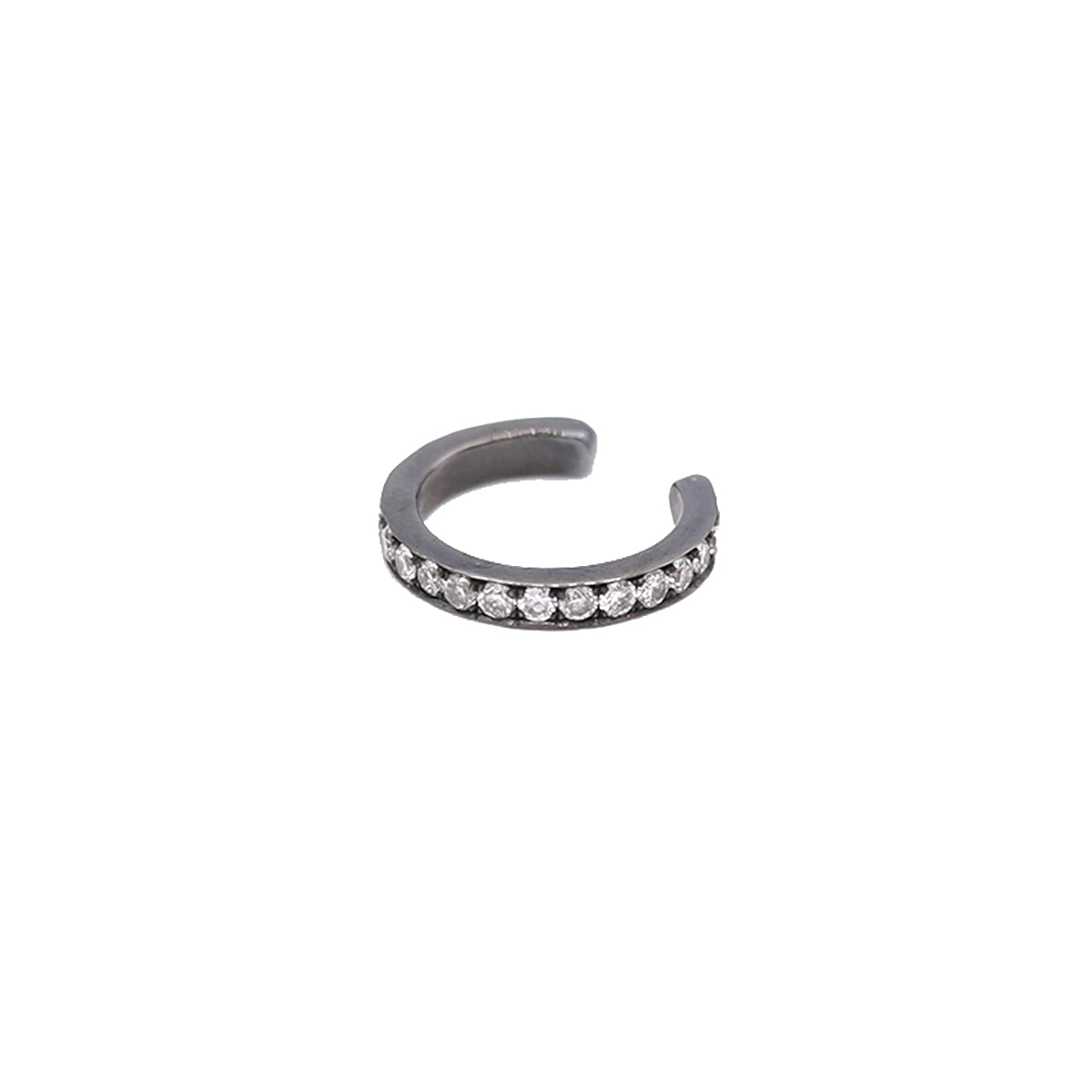 White Diamond on Black Earcuff