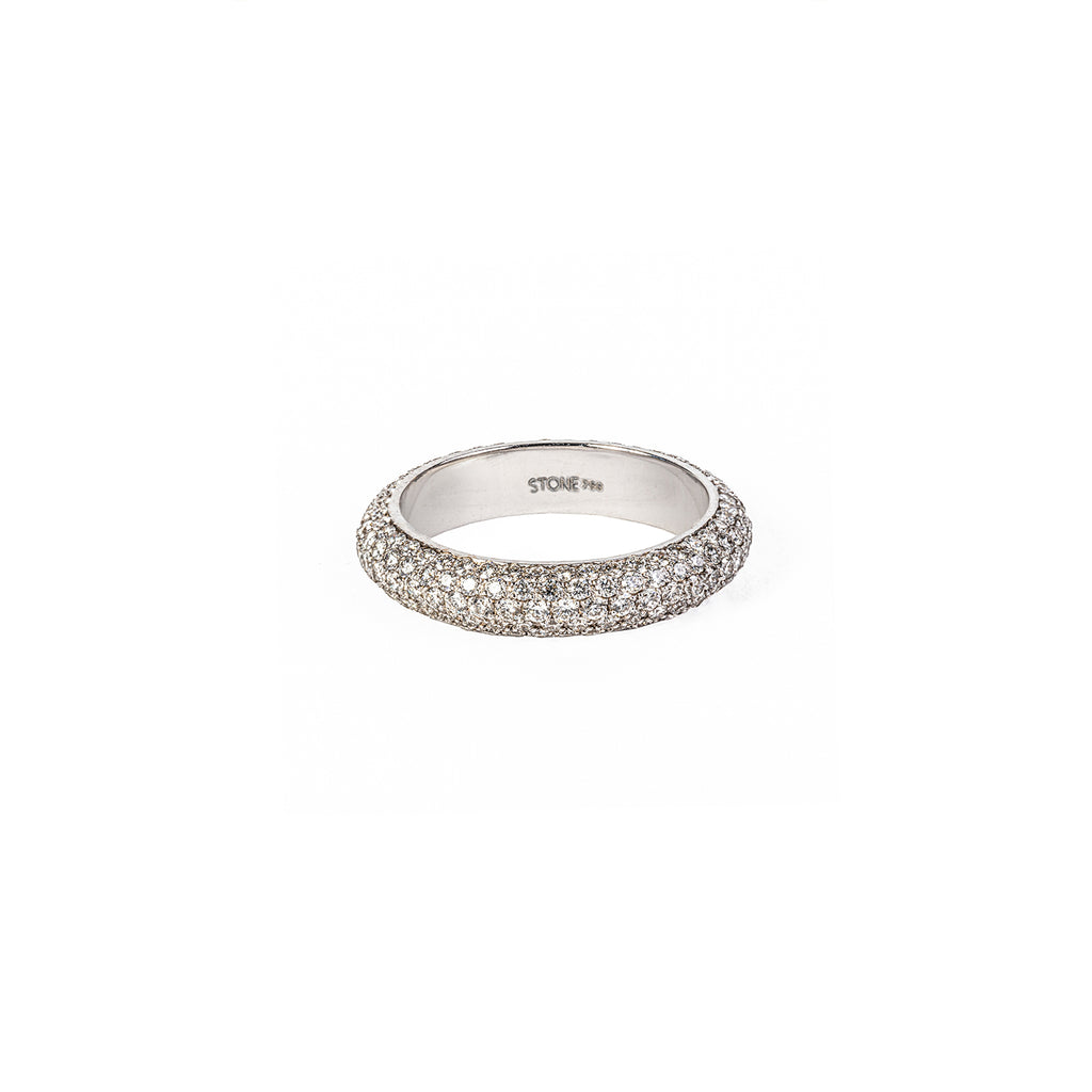 Thin White Dome Diamond Ring