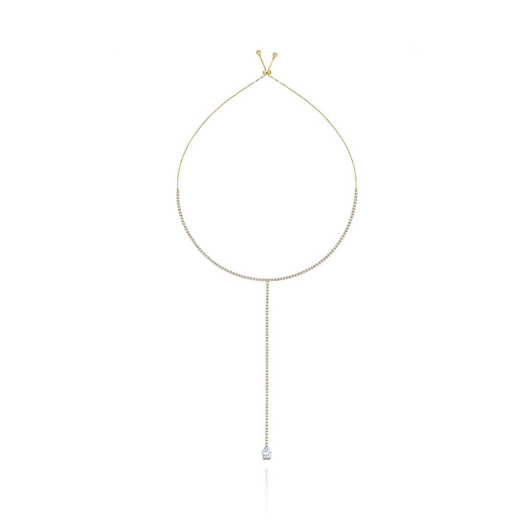 Long Pear Diamond Sliding Choker
